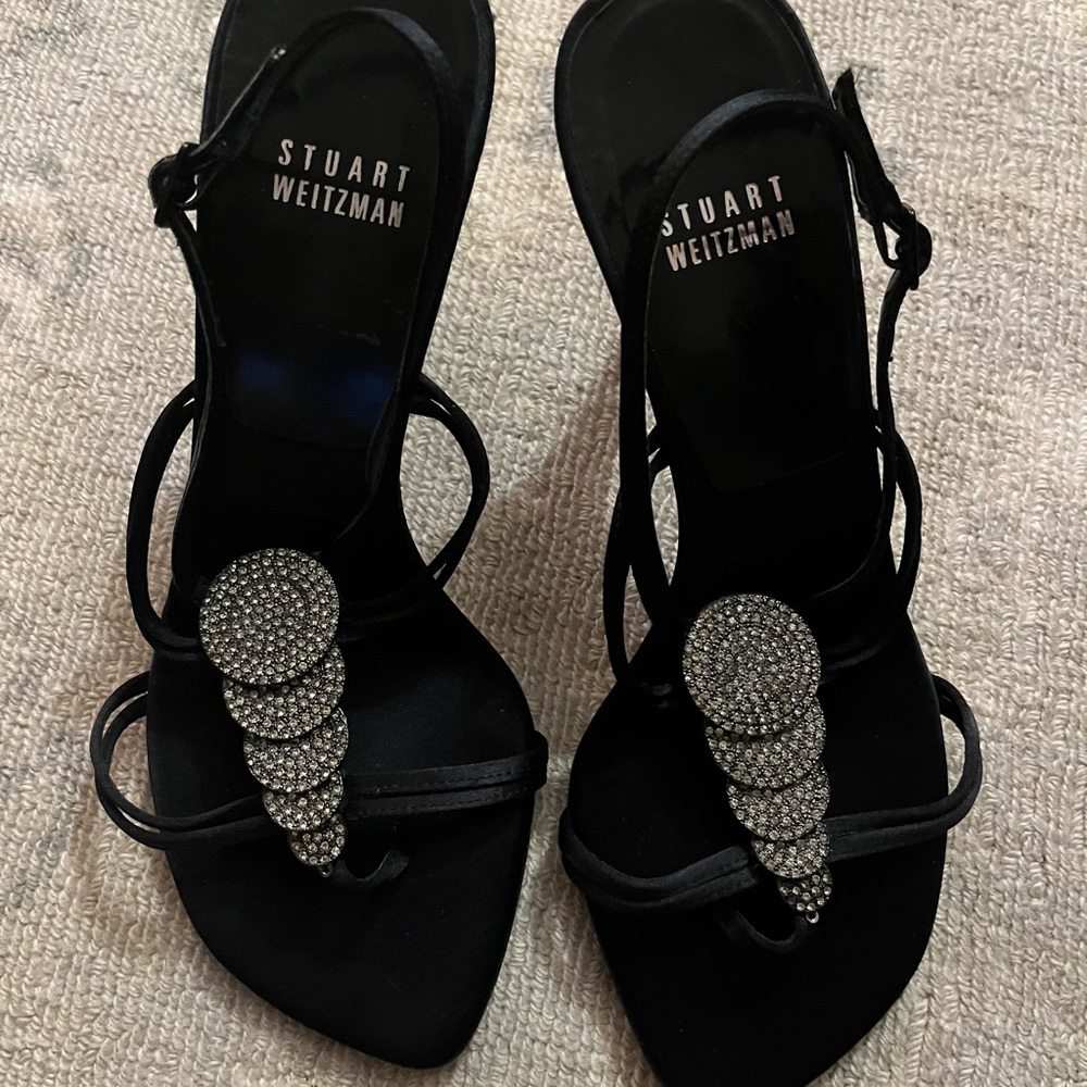 Stuart Weitzman Black Embellished Heels